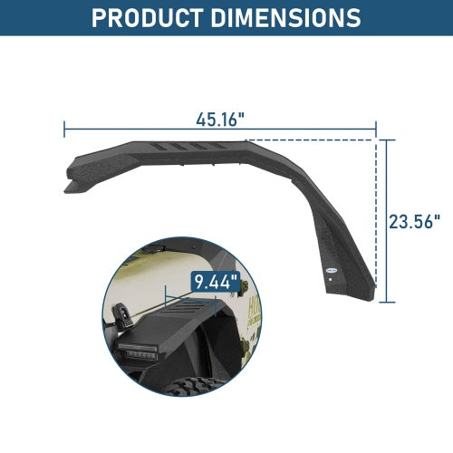 Road Trip Front & Rear Fender Flares w/ LED Lights For 2018-2026 Jeep Wrangler JL - Ultralisk4x4
