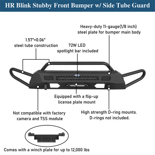 Front Bumper w/ Side Tube Guard For 2016-2023 Toyota Tacoma - Ultralisk4x4