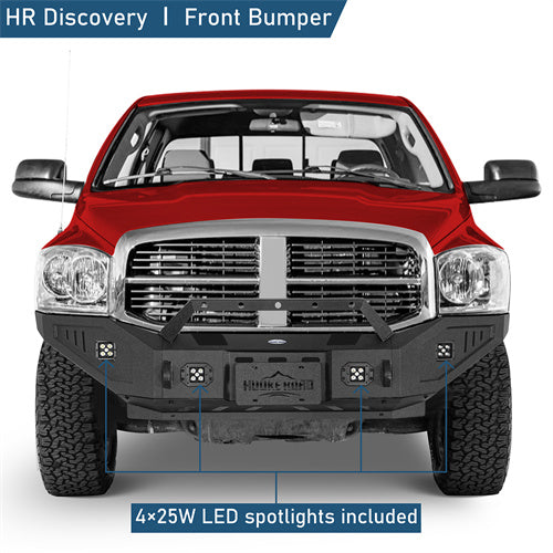 Front Bumper w/ Winch Plate & 4 LED Spotlights For 2006-2009 Ram 2500/3500 - Ultralisk4x4