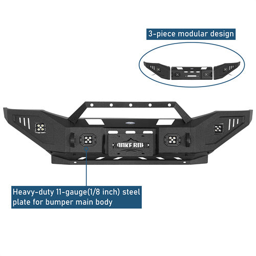Front Bumper w/ Winch Plate & 4 LED Spotlights For 2006-2009 Ram 2500/3500 - Ultralisk4x4