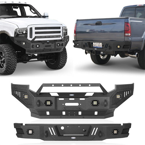 Front Steel Bumper Bracket Set For 2005–2007 Ford Super Duty – Left & Right, Black, Replaces 5C3Z17B985AA