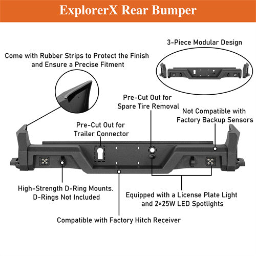 Aftermarket Rear Bumper w/ Bedside Slider Steps For 2015-2022 Chevy Colorado & GMC Canyon(Excluding ZR2 Models) - Ultralisk4x4