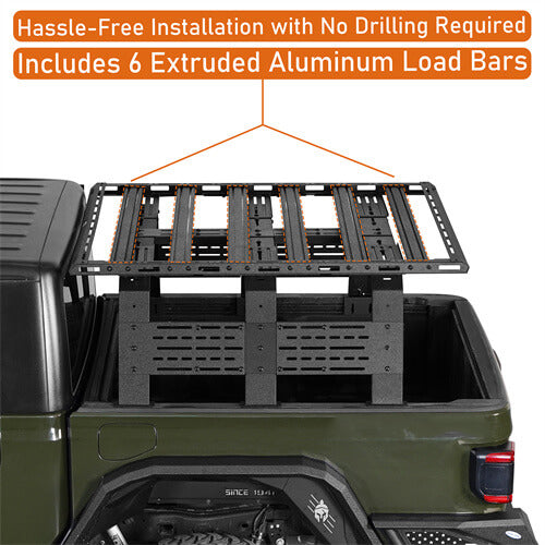Cap Rack Platform Rack Truck Bed Cargo Carrier For Most Mid-Size Trucks Jeep Gladiator JT & Toyota Tacoma & Chevy Colorado & Ford Ranger - Ultralisk4x4