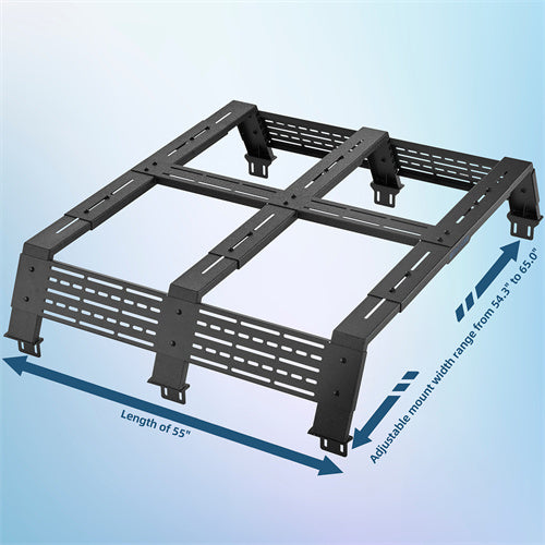 12.2" High Overland Bed Rack For 2007-2023 Toyota Tundra / 2005-2023 Tacoma(6' Bed) / 2009-2023 Ford F-150 & Raptor / 2009-2003 Ram 1500 - Ultralisk4x4