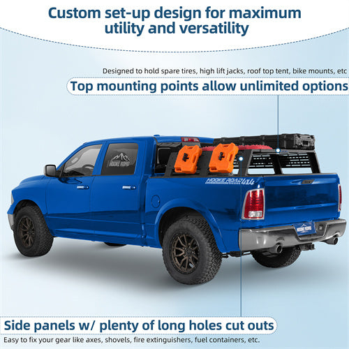 12.2" High Overland Bed Rack For 2007-2023 Toyota Tundra / 2005-2023 Tacoma(6' Bed) / 2009-2023 Ford F-150 & Raptor / 2009-2003 Ram 1500 - Ultralisk4x4