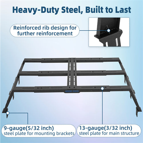 12.2" High Overland Bed Rack For 2007-2023 Toyota Tundra / 2005-2023 Tacoma(6' Bed) / 2009-2023 Ford F-150 & Raptor / 2009-2003 Ram 1500 - Ultralisk4x4