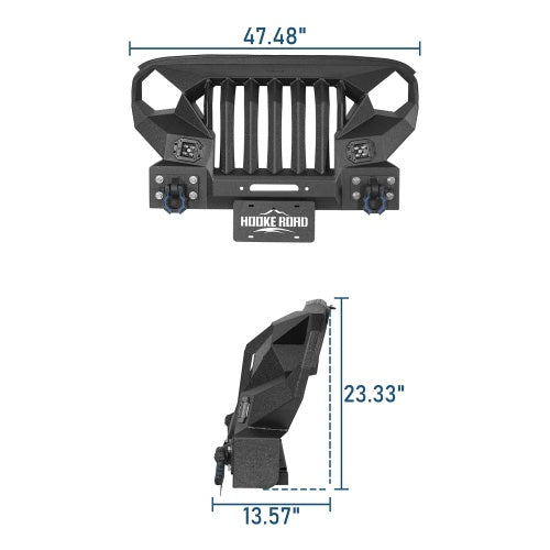Mad Max Grill+Bumper w/ Winch Plate & LED Spotlights For 2007-2018 Jeep Wrangler JK - Ultralisk 4x4