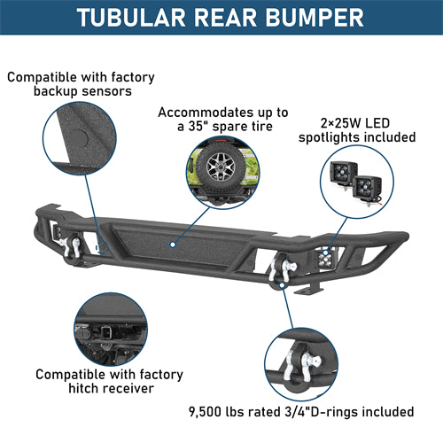 Tubular Rear Bumper For 2021-2026 Ford Bronco Excluding Raptor - Ultralisk4x4