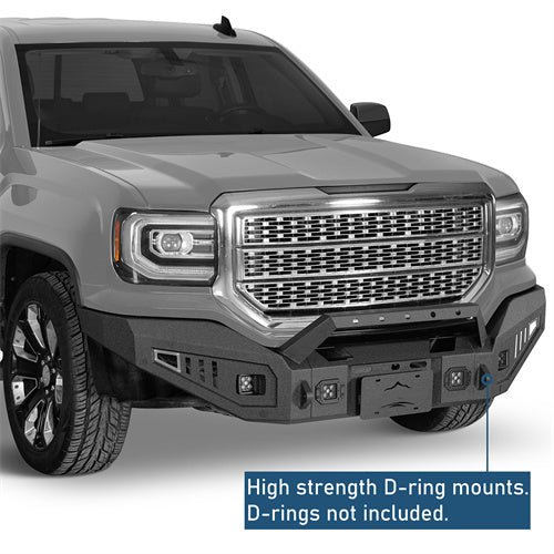 Full-width Front Bumper w/ LED Spotlights For 2016-2018 GMC Sierra 1500 - Ultralisk4x4
