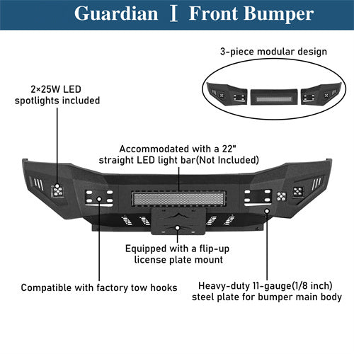 Front Bumper w/ LED spotlights For 2006-2009 Ram 2500/3500 - Ultralisk4x4