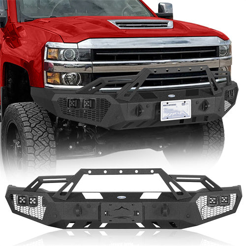Front Bumper w/ LED Spotlights For 2015-2019 Chevy Silverado 2500HD/3500HD - Ultralisk4x4