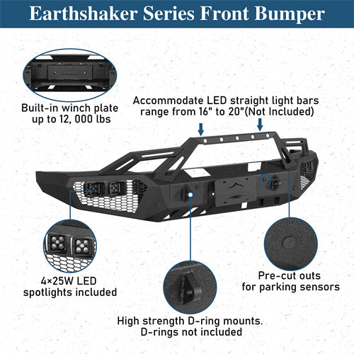 Front Bumper w/ LED Spotlights For 2015-2019 Chevy Silverado 2500HD/3500HD - Ultralisk4x4