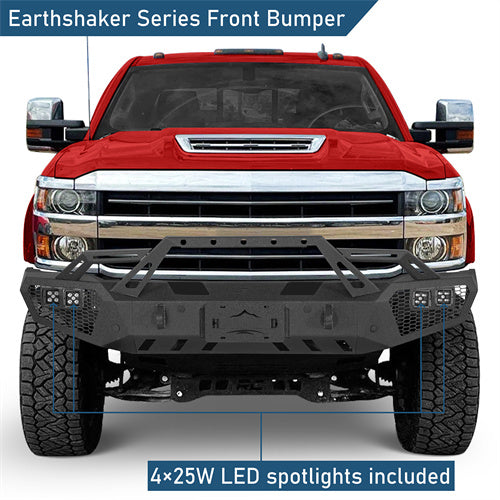 Front Bumper w/ LED Spotlights For 2015-2019 Chevy Silverado 2500HD/3500HD - Ultralisk4x4