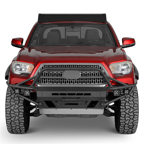 Aftermarket Tube Front Bumper w/ 4 LED Spot Lights For 2016-2023 Toyota Tacoma 3rd Gen - Ultralisk4x4