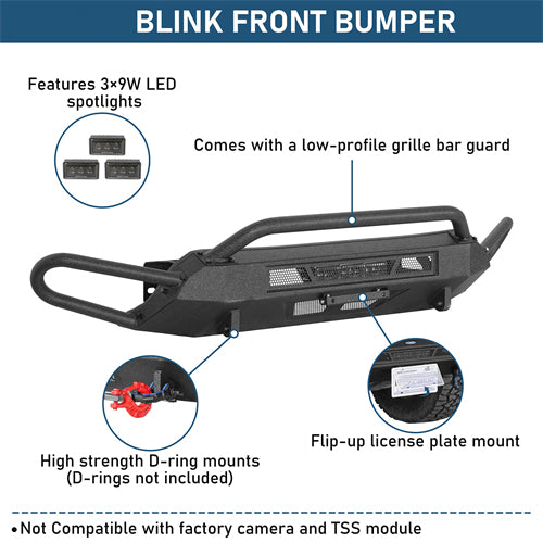 Blink Stubby Front Bumper w/ Side Tube Guard For 2016-2023 Toyota Tacoma - Ultralisk4x4