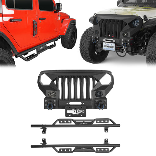 Mad Max Front Bumper Grill & Side Steps(18-25 Jeep Wrangler JL 4 Door) - ultralisk4x4