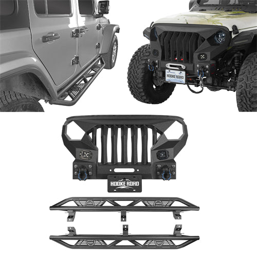 Mad Max Front Bumper Grill & Tube Side Steps(18-25 Jeep Wrangler JL 4 Door) - ultralisk4x4
