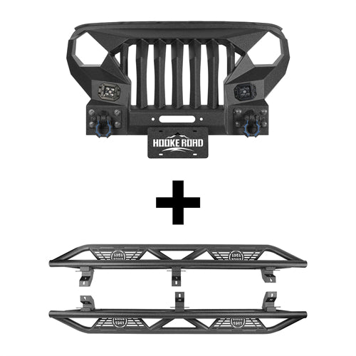 Mad Max Front Bumper Grill & Tube Side Steps(18-25 Jeep Wrangler JL 4 Door) - ultralisk4x4