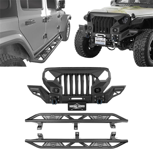 Mad Max Front Bumper Grill & Tube Side Steps(18-25 Jeep Wrangler JL 4 Door) - ultralisk4x4