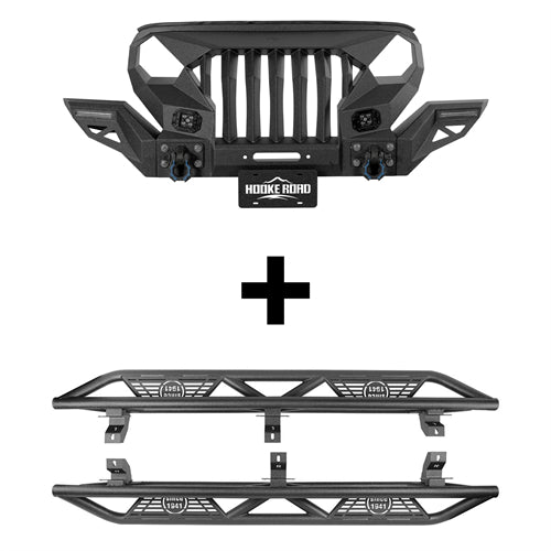 Mad Max Front Bumper Grill & Tube Side Steps(18-25 Jeep Wrangler JL 4 Door) - ultralisk4x4
