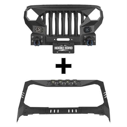 Mad Max Front Bumper w/Wings & Windshield Frame Cover(18-25 Jeep Wrangler JL & Gladiator JT(Excluding Wrangler 4xe, Rubicon 392, JT Mojave)) - Ultralisk 4x4