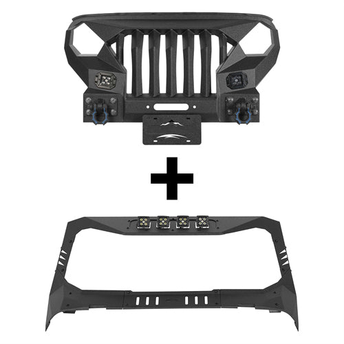 Mad Max Front Bumper w/Wings & Windshield Frame Cover(18-26 Jeep Wrangler JL & Gladiator JT(Excluding Wrangler 4xe, Rubicon 392, JT Mojave)) - Ultralisk 4x4
