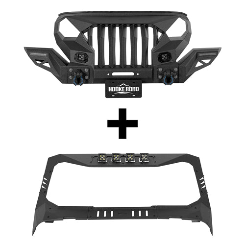 Mad Max Front Bumper w/Wings & Windshield Frame Cover(18-25 Jeep Wrangler JL & Gladiator JT(Excluding Wrangler 4xe, Rubicon 392, JT Mojave)) - Ultralisk 4x4