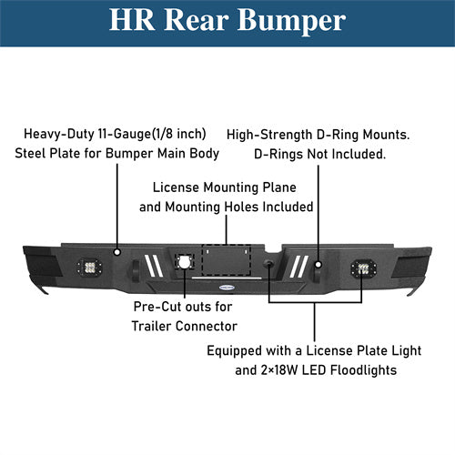 Off Road Rear Bumper w/Floodlights For 2003-2009 Dodge Ram 2500/3500 - Ultralisk 4x4
