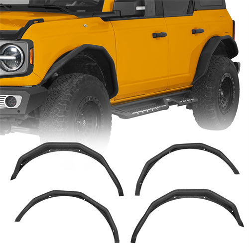 Flux Tube Fender Flares For 2021-2025 Ford Bronco 4-Door(Excluding Heritage Edition, Everglades, Heritage Limited Edition, Stroppe Edition, Raptor) - Ultralisk4x4
