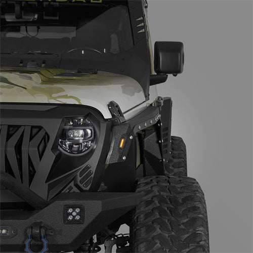 Armour Front Fender Flares w/ LED Turn Signal Lights For 2018-2025 Jeep Wrangler JL / Gladiator JT - Ultralisk4x4