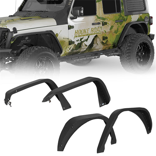 Front & Rear Fender Flares Kit For 2018-2025 Jeep Wrangler JL - Ultralisk4x4