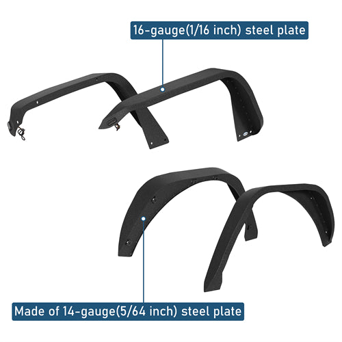 Front & Rear Fender Flares Kit For 2018-2025 Jeep Wrangler JL - Ultralisk4x4