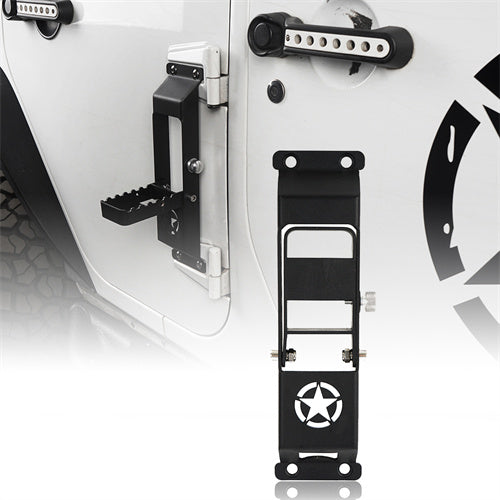 Star Matte Black Metal Folding Door Hinge Steps For 2007-2018 Jeep Wrangler JK - Ultralisk4x4