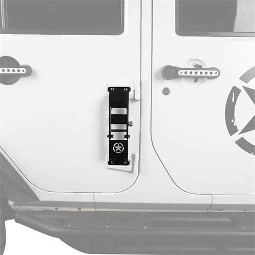 Star Matte Black Metal Folding Door Hinge Steps For 2007-2018 Jeep Wrangler JK - Ultralisk4x4