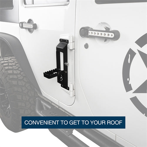 Star Matte Black Metal Folding Door Hinge Steps For 2007-2018 Jeep Wrangler JK - Ultralisk4x4