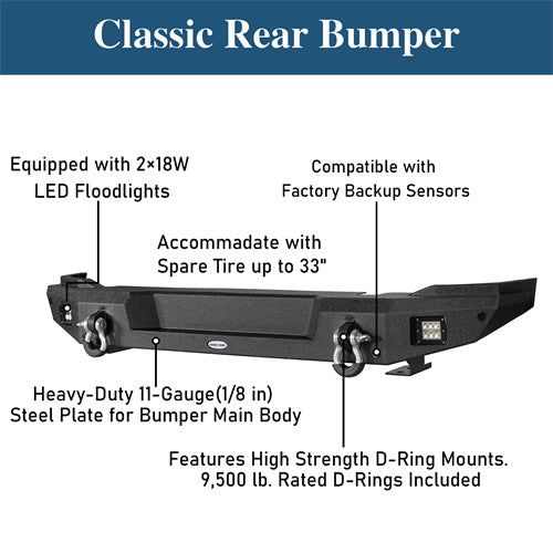 Aftermarket Classic Rear Bumper For 2021-2025 Ford Bronco (Excluding Raptor) - ultralisk4x4