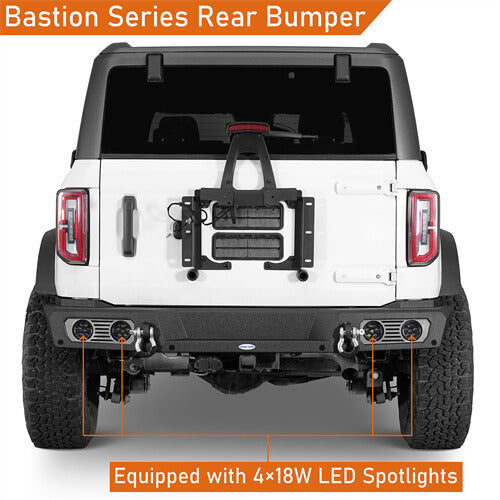 2021-2023 Ford Bronco Rear Bumper 4x4 Truck Parts w/D-Rings & LED Lights Excluding Raptor - Ultralisk4x4 ul8923s 12