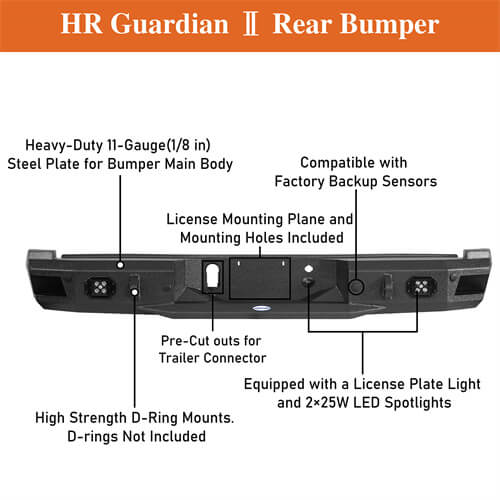 Rear Bumper w/ LED Spotlights For 2018-2020 Ford F-150(Excluding Raptor) - Ultralisk4x4