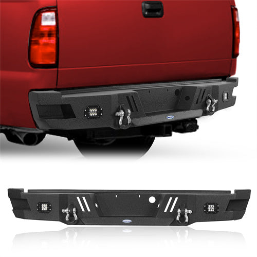 Road Trip Rear Bumper w/ LED white square floodlights For 2011-2016 Ford F-250 - Ultralisk4x4