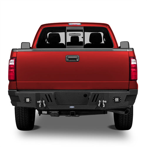 Road Trip Rear Bumper w/ LED white square floodlights For 2011-2016 Ford F-250 - Ultralisk4x4