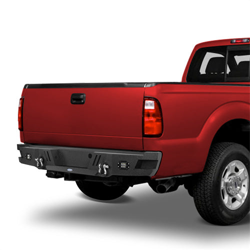 Road Trip Rear Bumper w/ LED white square floodlights For 2011-2016 Ford F-250 - Ultralisk4x4