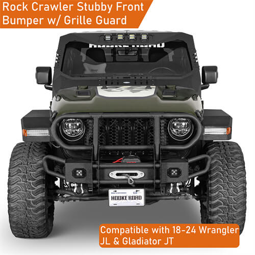 Rock Crawler Front Bumper For 2018-2024 Jeep Wrangler JL & 2020-2024 Gladiator JT - Ultralisk4x4 - u3081s - 4