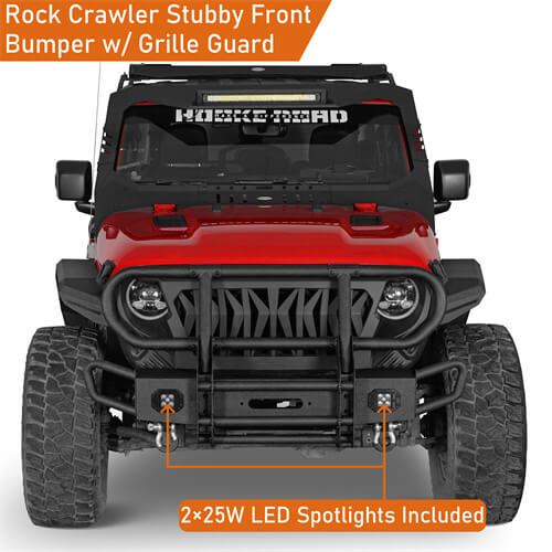Rock Crawler Front Bumper For 2018-2024 Jeep Wrangler JL & 2020-2024 Gladiator JT - Ultralisk4x4 - u3081s - 5