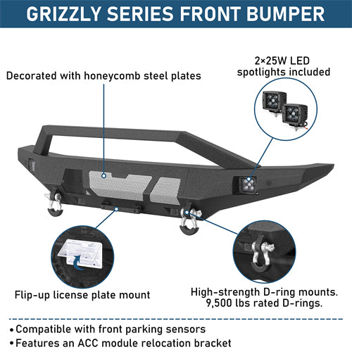 Grizzly Series Front Bumper For 2021-2025 Ford Bronco (Excluding Raptor) - Ultralisk4x4