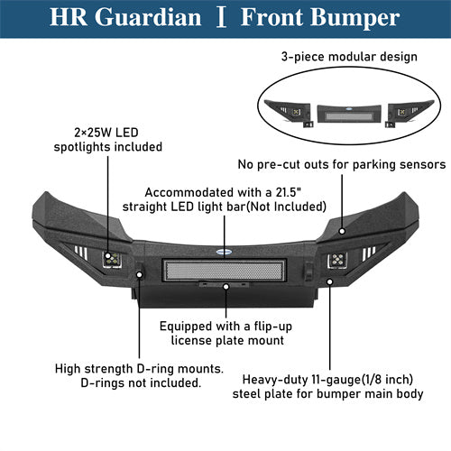 Front Bumper w/ Skid Plate For 2015-2020 Chevy Colorado (Excluding ZR2 Models) - Ultralisk4x4