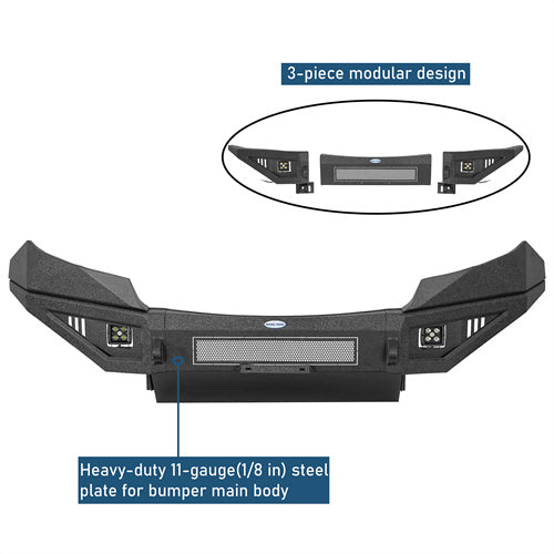 Front Bumper w/ Skid Plate For 2015-2020 Chevy Colorado (Excluding ZR2 Models) - Ultralisk4x4