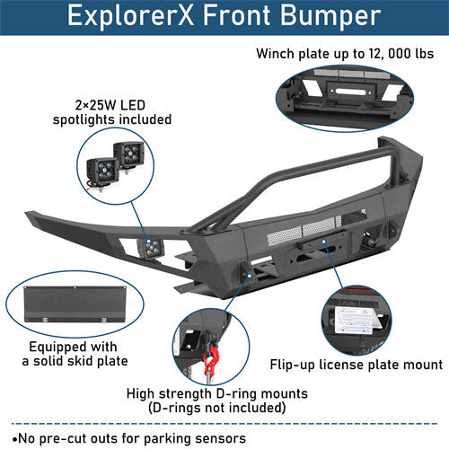 ExplorerX Full Width Front Bumper For 2015-2020 Chevy Colorado (Excluding ZR2 Models) - Ultralisk4x4