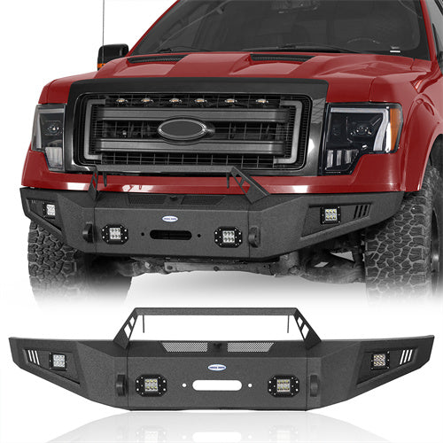 Full Width Front Bumper with Angled Hoop(09-14 Ford F-150,Excluding Raptor) - ultralisk4x4