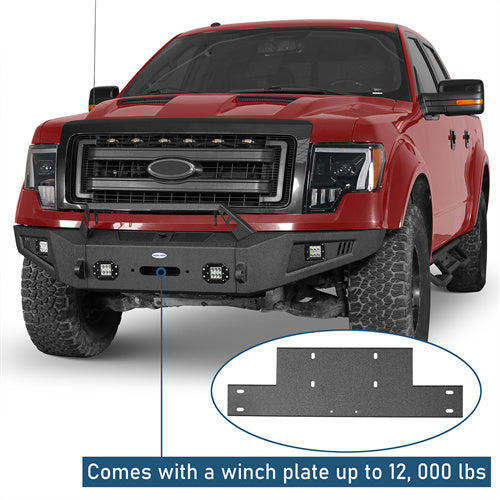 Full Width Front Bumper with Angled Hoop(09-14 Ford F-150,Excluding Raptor) - ultralisk4x4