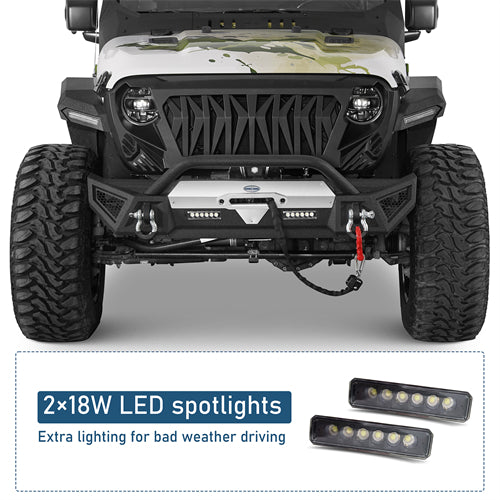 Winglet Stubby Front Bumper For 2018-2025 Jeep Wrangler JL & Gladiator JT - Ultralisk4x4